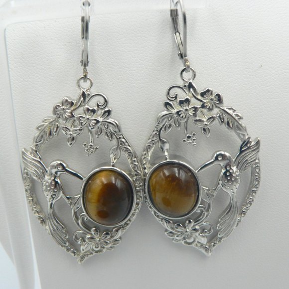 Genuine South African Tiger's Eye Dangling Earrings - Picture 1 of 2